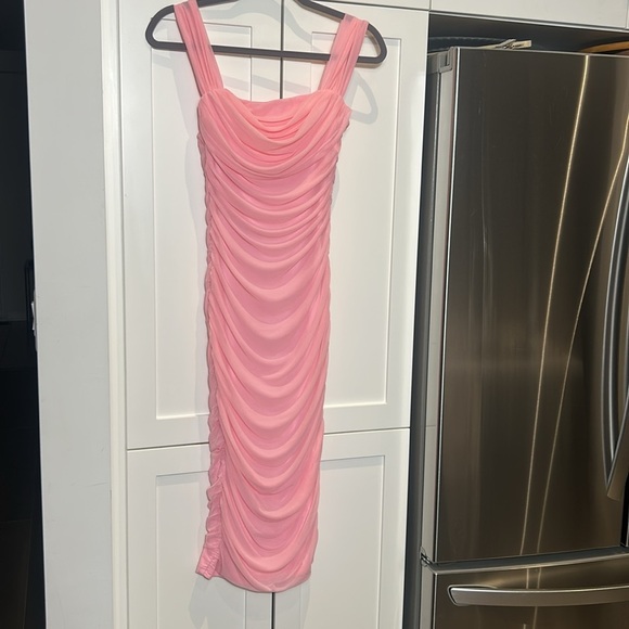 PRETTY GARDEN Off The Shoulder Ruched Bodycon Dresses Sleeveless Midi Dress - Picture 5 of 13